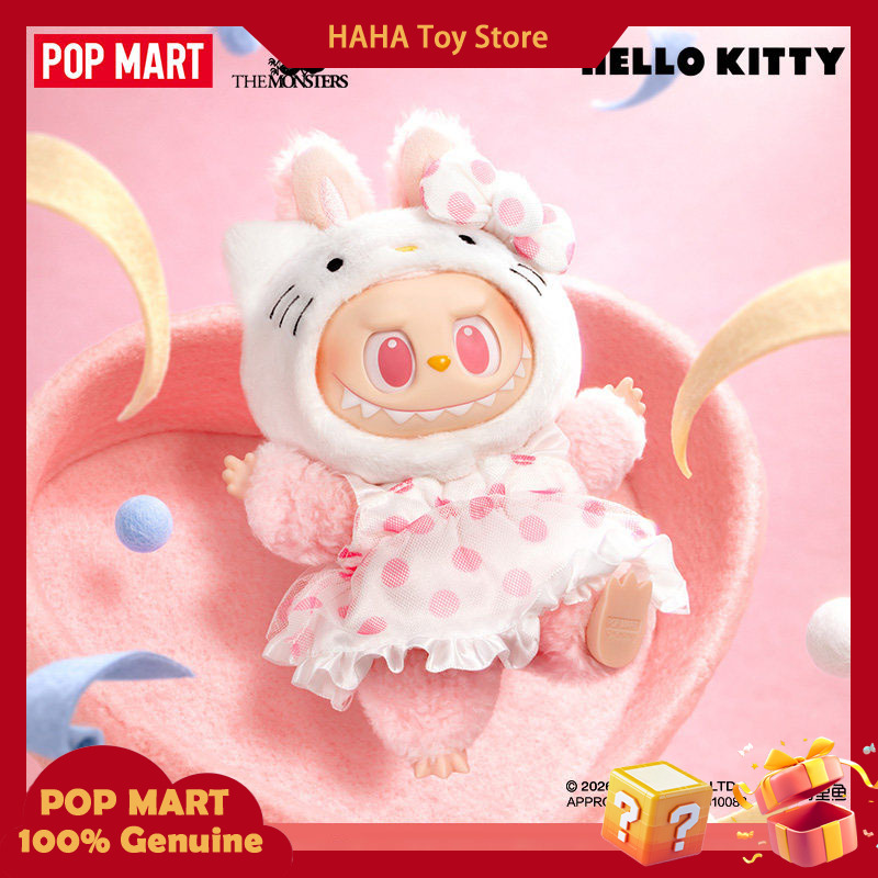 NEW POP MART The Monsters X Sanrio Family Labubu Hello Kitty Kuromi Vinyl Plush Doll Keychain Blind Box Kawaii Toys Kids Gift
